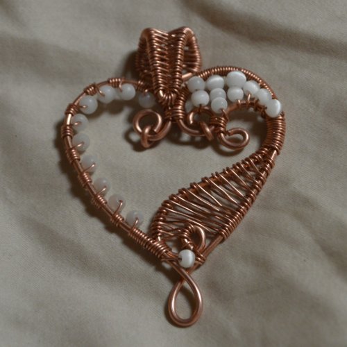 Wire Heart Pendant with Woven Elements