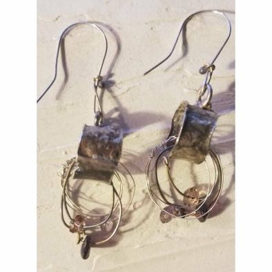 Reticulated Sterling and Wire Earrings