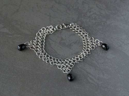 Black Drops Stainless Steel Chain Maille Bracelet