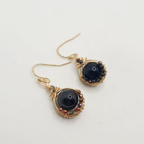 Bead and Micro-Crystal Wire Earrings