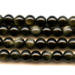 Golden Obsidian 6mm Round Beads - 8 Inch Strand