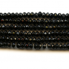 Onyx 4mm Rondelle Faceted Beads - 8 Inch Strand