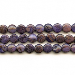 Purple Crazy Lace Agate 12mm Coin Beads - 8 Inch Strand