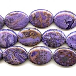 Purple Crazy Lace Agate 30x40mm Oval Beads - 8 Inch Strand