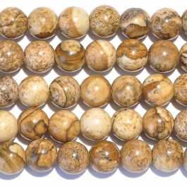 Picture Jasper 8mm Round Large Hole Beads - 8 Inch Strand