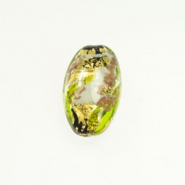 Abstract Oval Lime/White/Aventurina/Yellow Gold, Size 25mm