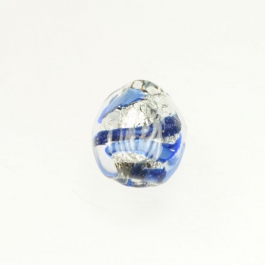 Small Aventurina Swirl Nugget Blue w/ Blue Aventurina, White Gold, Size 18mm
