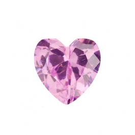 4x4mm Heart Pink Rose CZ - Pack of 2