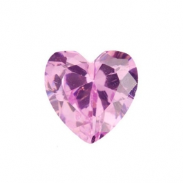 6 x 6mm Heart Pink Rose CZ - Pack of 2