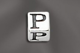Pewter Alphabet Cubes 5.5MM W/4MM Hole - PW Q 5.5MM Cube W/4MM Hole