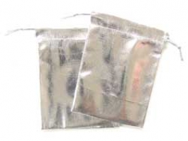 3 1/2 X 2 3/4 Inch Metallic Silver Drawstring Pouch - Pack of 2