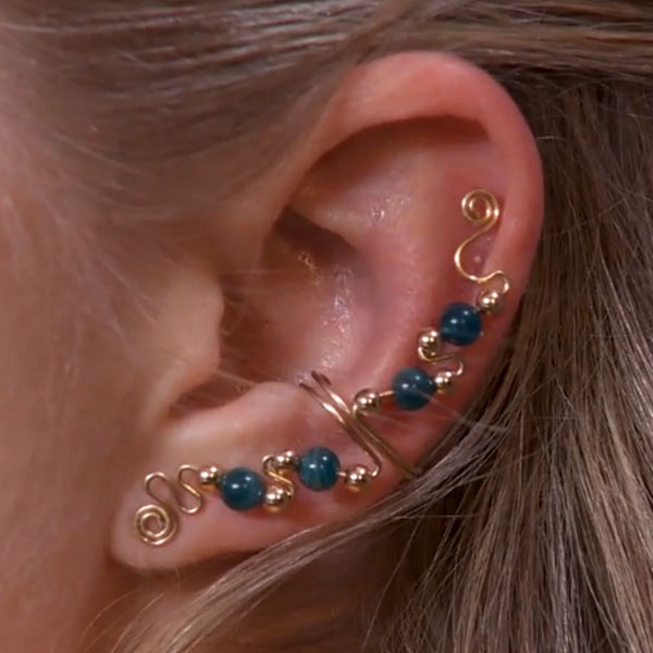 Four Bead Ear Cuff with Top Embellishment