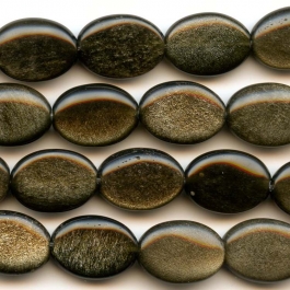 Golden Obsidian 10x14mm Oval Beads - 8 Inch Strand
