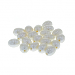 6.5-7mm Large Hole (1.2mm) White Rice Fresh Water Pearls - Pack of 20