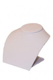 6x5x5 Inch White Faux Leather - Low Profile Neck Bust- Sold Individually