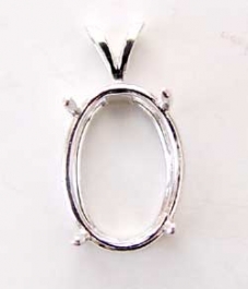 16x12mm Oval Sterling Silver Pendant Setting for Cabochon/Cameo - Pack of 1